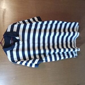 Harbor Bay Black & White Striped Polo Shirt Classic Design